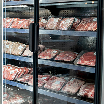 meat in display case